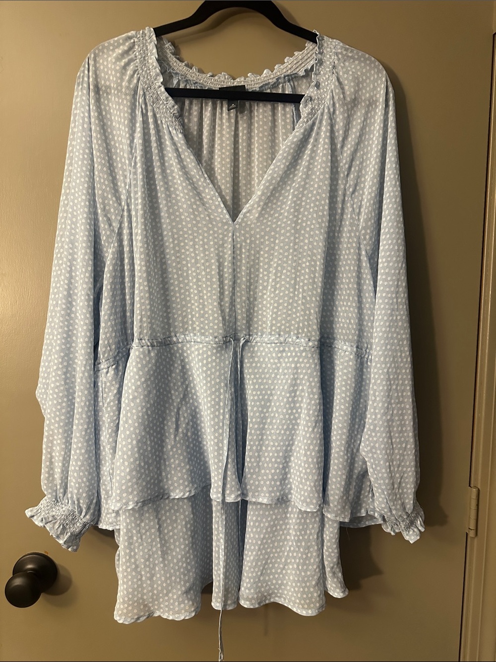 torrid Light Blue Polka Dot Peplum Tunic